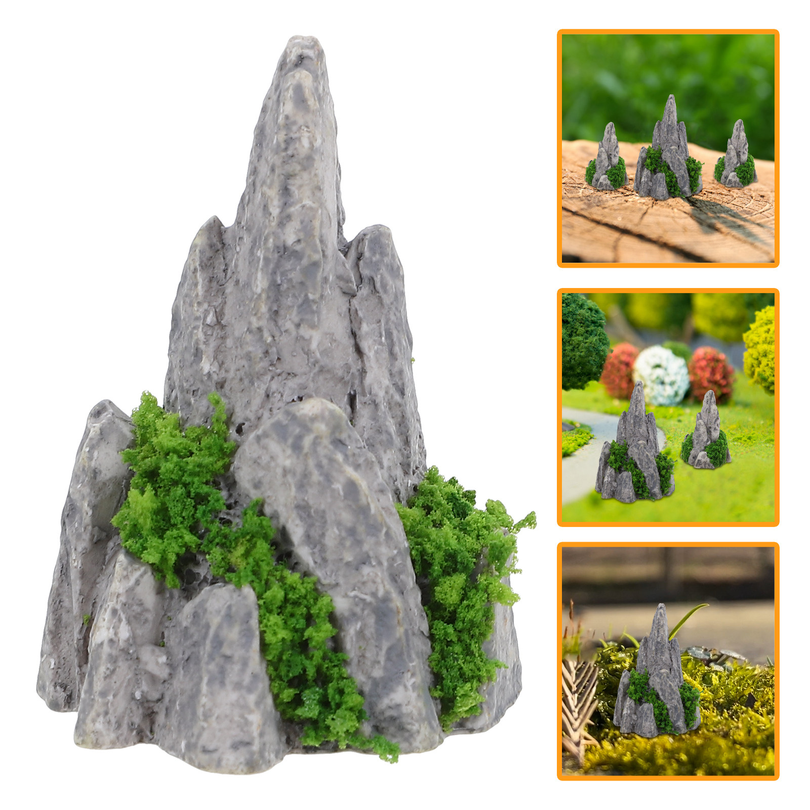 Bonsai Garden With Sand - 8Pcs Mini Resin Rockery Ornaments for