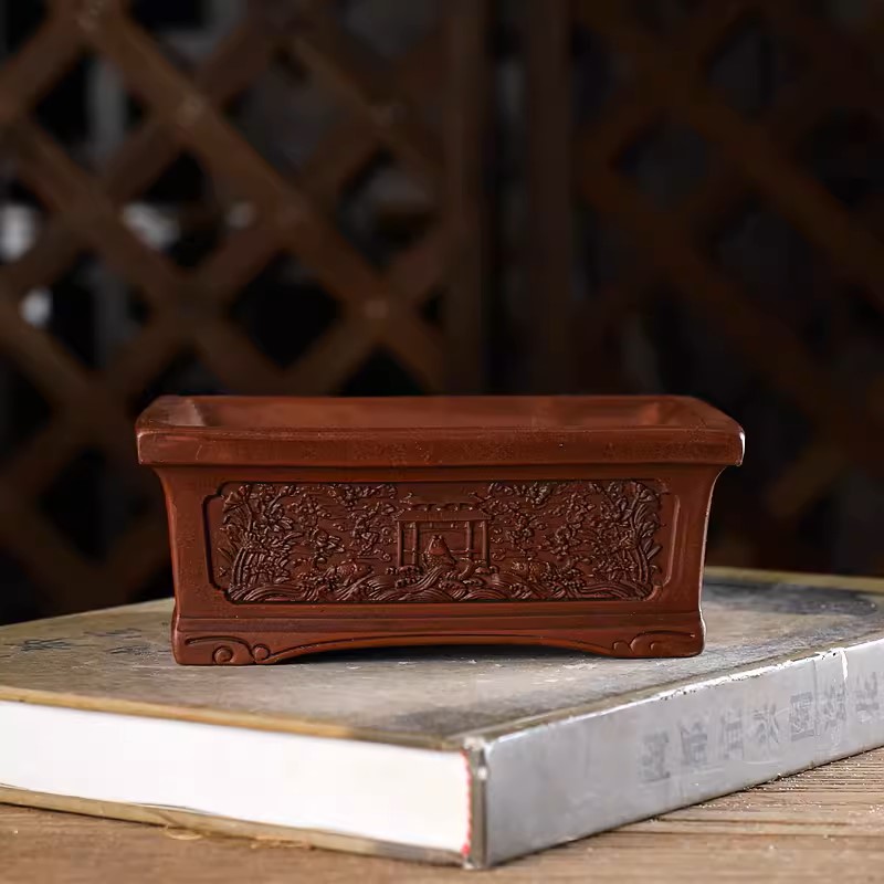 Purple Sand Carved Rectangle B - Bonsai Garden With Sand 评论和价格