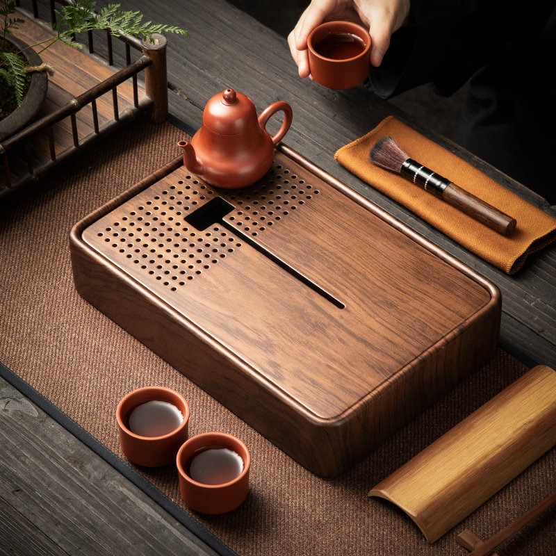 Rectangular Bamboo Tea Tray wi - Drip Tray Saucer 评论和价格