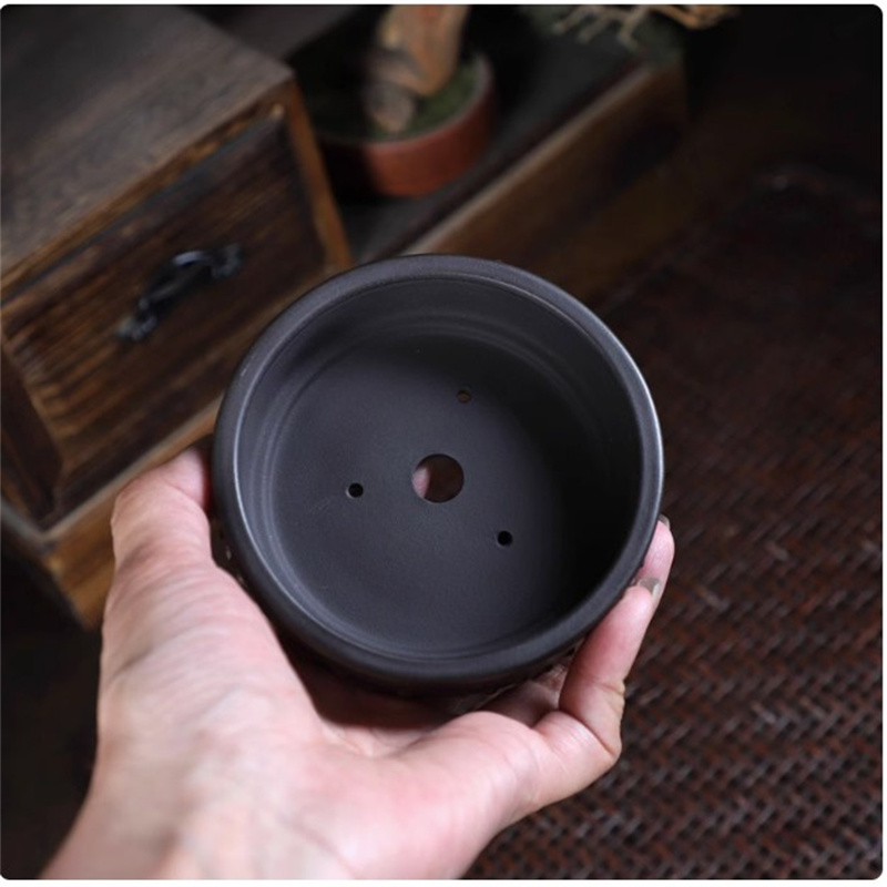 Ceramic Round Bonsai Pot, Drum - Bonsai Garden With Sand 评论和价格