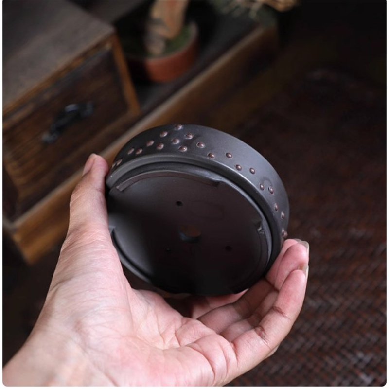 Ceramic Round Bonsai Pot, Drum - Bonsai Garden With Sand 评论和价格