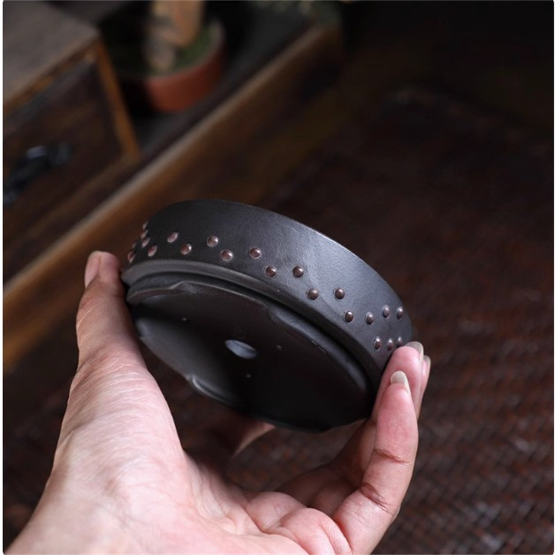 Ceramic Round Bonsai Pot, Drum - Bonsai Garden With Sand 评论和价格