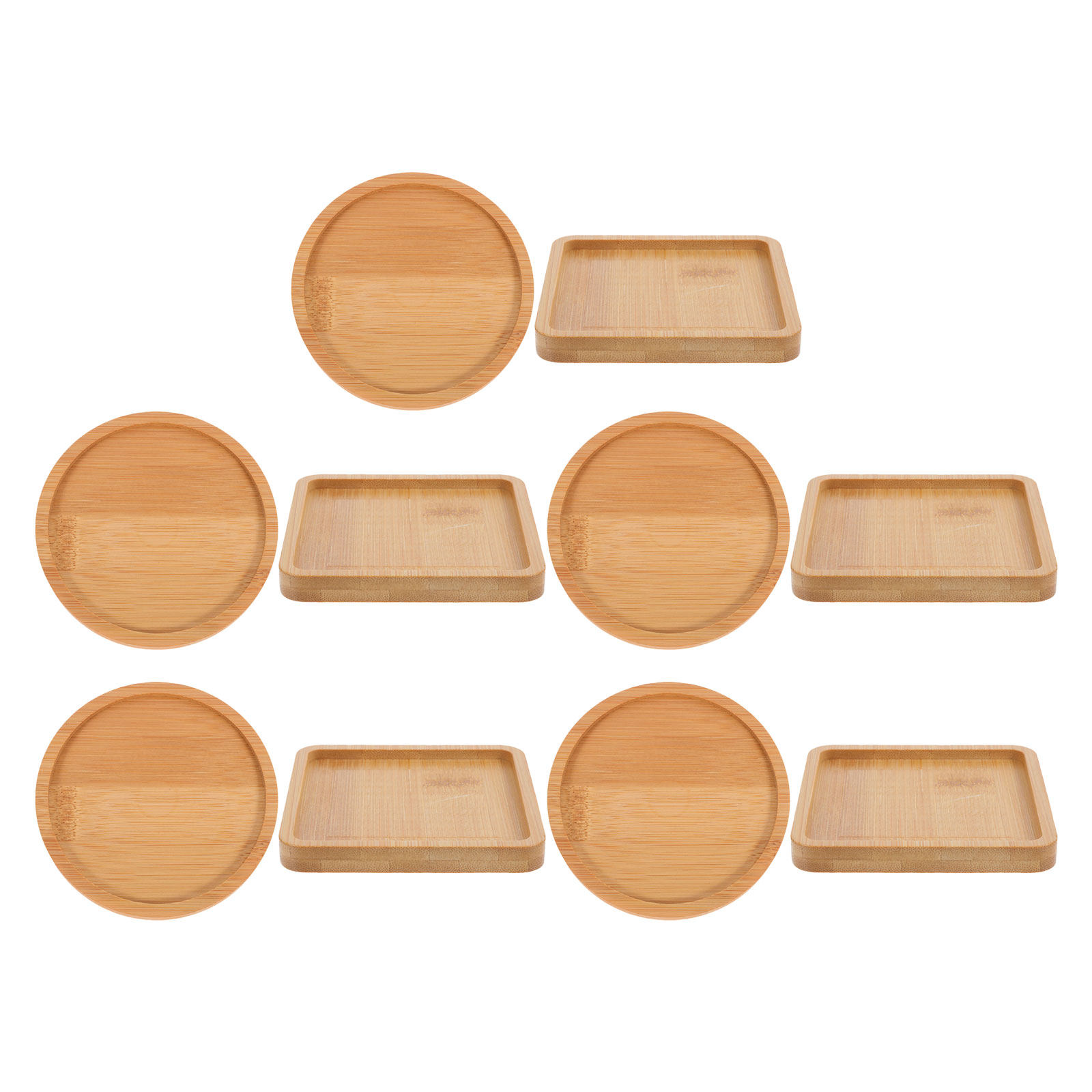 10Pcs Bamboo Drink Coaster Sau - Drip Tray Saucer 评论和价格