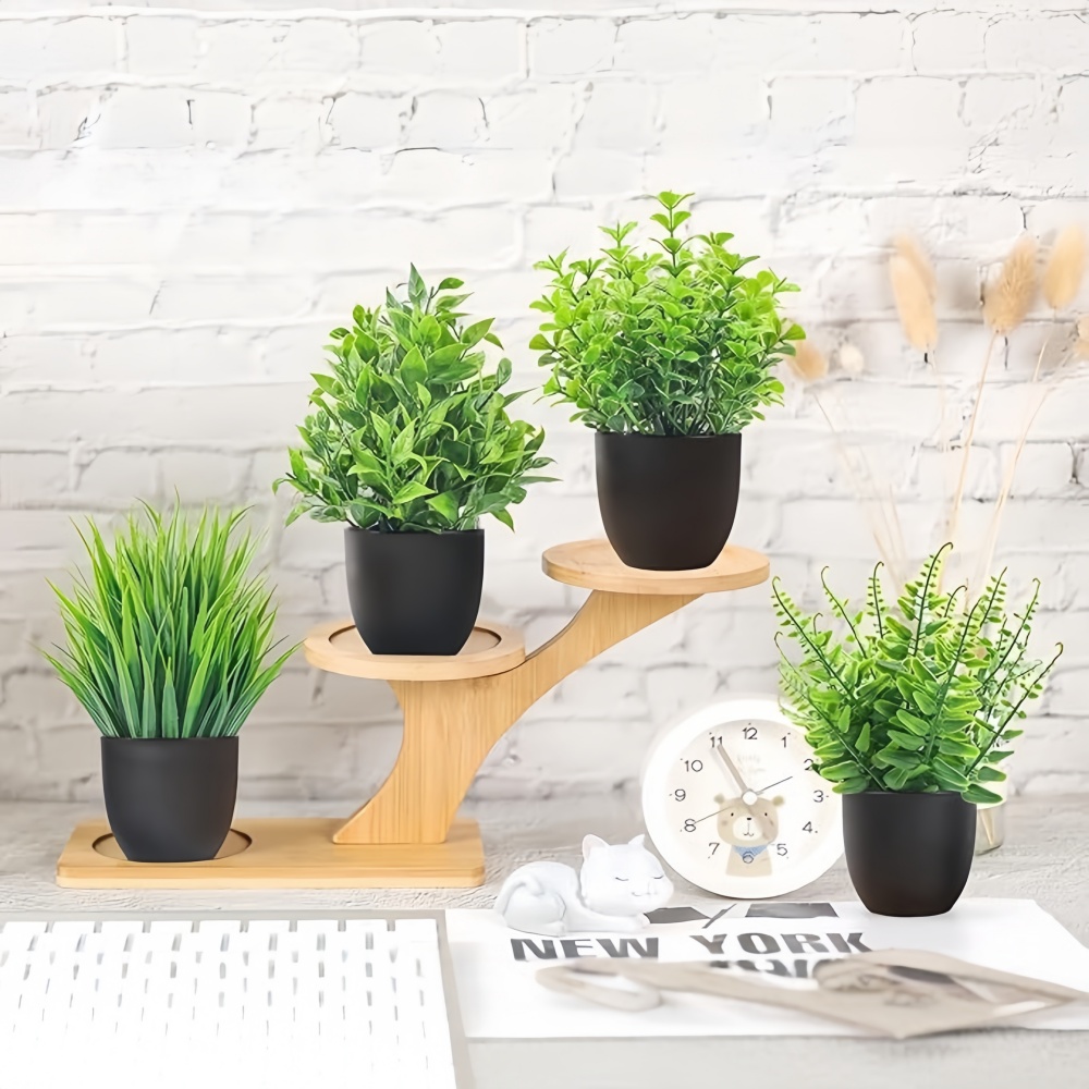 4pcs/set Mini Artificial Plant - Bonsai Gardenia 评论和价格