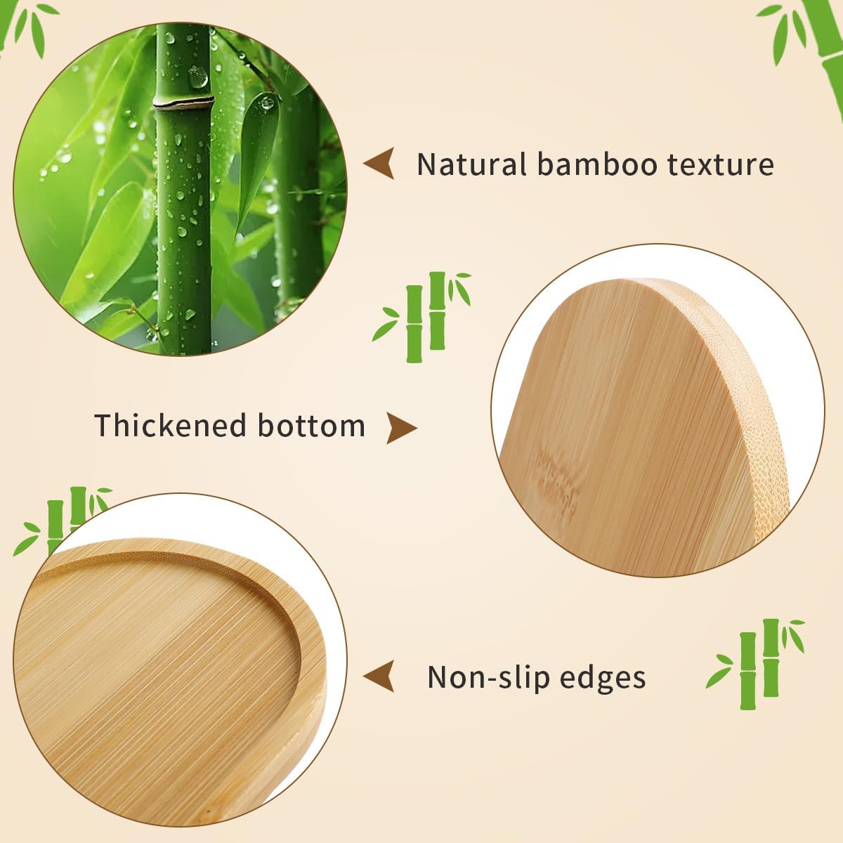 4pcs Bamboo Plant Saucer Oval  - Drip Tray Saucer 评论和价格